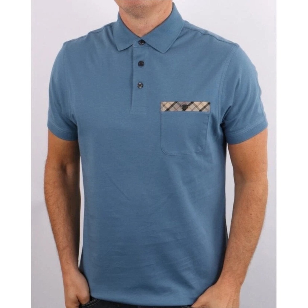 Barbour Men's Hirst Tartan Trim Pocket Polo Shirt Size‎ Medium Nova Check Preppy